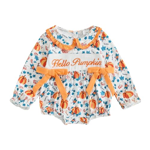 My First Halloween Baby Girl Outfit Infant Plaid Smocked Romper Newborn Long Sleeve Bodysuit Fall Clothes