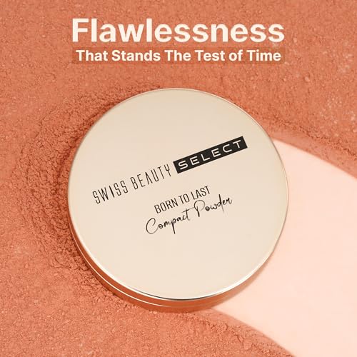 Image of Swiss Beauty Select Born To Last Compact Powder | 3-in-1 Skin Perfection | Oil Control | Blurs Pores | Matte Finish | Fresh Makeup for hours | With Squalane & Vitamin E | 6.5g, Shade- 2. Sunlit Sand