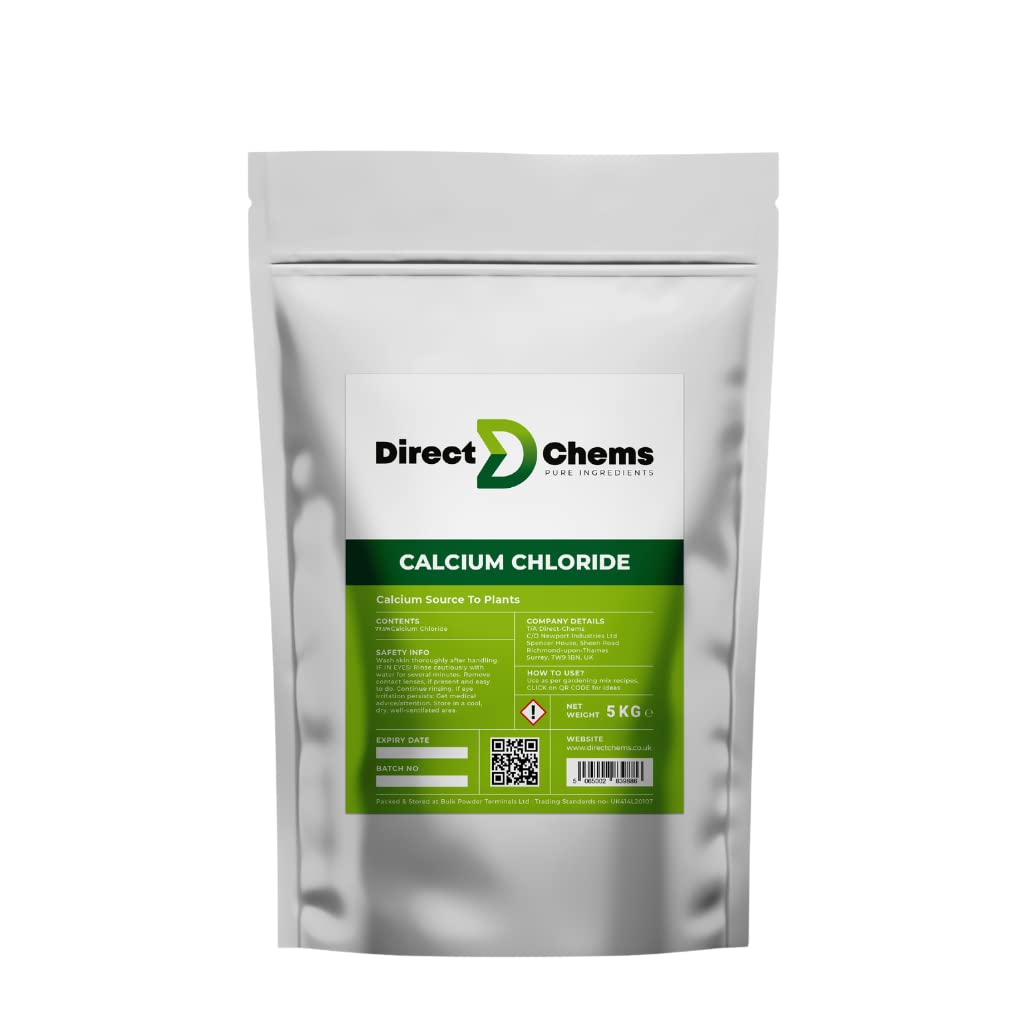 Direct Chems Calcium Chloride Flakes – 5kg– Fast-Acting Calcium Fertiliser – Prevent Calcium Deficiency & Fruit Rot – Soil & Foliar Use
