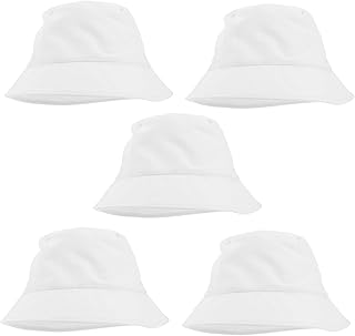 Garneck 5 Piezas Sombrero De Cubo para Gorras Sombrero para El Sol Sombrero De Pescador De Verano para Sombrero Pintado a Mano De Los Sombrero De Cubo Blanco Paño