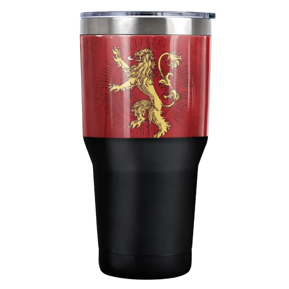 Game of Thrones Lannister Sigil Stainless Steel Tumbler 30 oz Coffee Travel Cup, Vacuum Insulated & Double Wall with Leakproof Sliding Lid