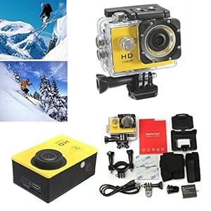 Biaba Collection Handy Camera with Cover HD 1080P Cam Sports Action Waterproof Camera Multiple Photo Shooting Modes Vehicle-Mounted Color Gold