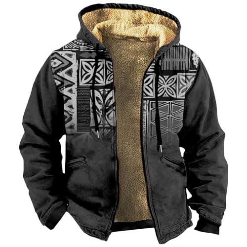 Mens Zip Up Hoodie Heavyweight Camo Hoodie Thick Fleece Lined Jacket Fall Fashion Coat Warm Winter Outwear