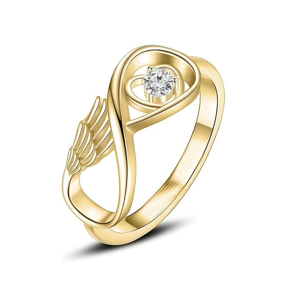 BIAIHQIE Anillo de urna de cremación para Cenizas, conmemorativo de Cristal Brillante, Joya de Recuerdo para Mujer/niña, 6 Unidades, Dorado
