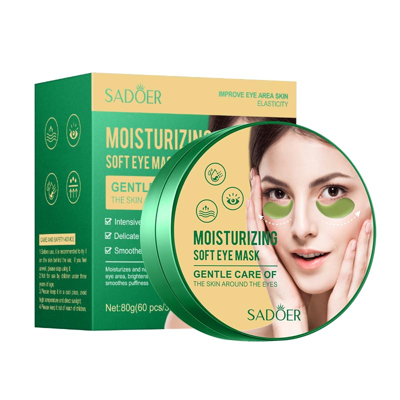 Under Eye Patches for Dark Circles, Anti Smile Line & Wrinkle Eye Gels with Collagen & Peptides for Puffy Eyes & Dark Circles, 60 Pcs Hydrating Hydrogel Mask, Anti-Aging Eye Gel Pads (Pink)