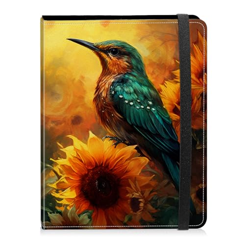 Photo Album 4x6 Photos - 60 Photos Capacity PU Leather Cover Photo Album with Strong Elastic Band, Portable Picture Album for Family Wedding Wedding Anniversary, Hummingbirds Sunflower