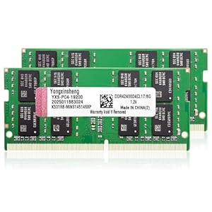 Yongxinsheng DDR4 2400MHz 16GB Kit (8GBx2) Laptop RAM PC4-19200 SODIMM Non-ECC Unbuffered 1.2V 2Rx8 Dual Rank 260-Pin CL17 PC Computer Memory Upgrade Module Arbeitsspeicher