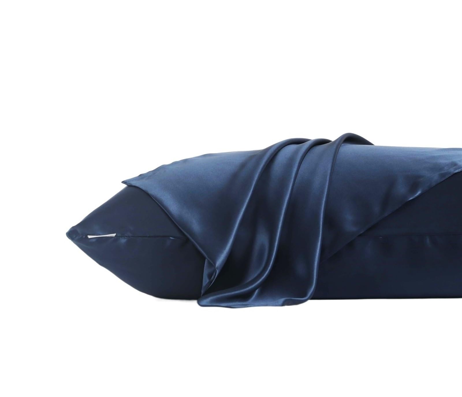 Federa for cuscino con cerniera bifacciale in seta al 100%, cura dei capelli e della pelle 1 federa for cuscino da letto(Dark Blue,51x66cm)