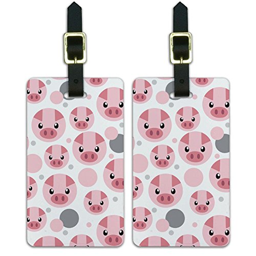 Graphics & More Pig Face Luggage Tag, White