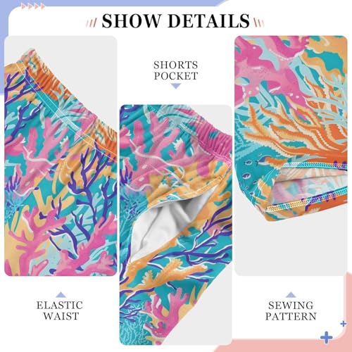 Vector Seamless Tropical Pattern with Coral Reef Pajamas Bottoms with Pockets Comfy Pjs Sleepwear Elastic Waistband Pajamas Pants Lounge Pants for 6-14 Years4