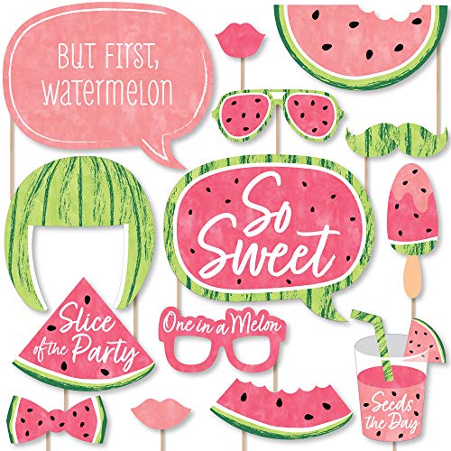Big Dot Of Happiness Sweet Watermelon - Fruit Party Photo Booth Props Kit - 20 Count