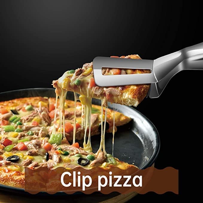 Pinzas de Cocina, 2 Piezas de Acero Inoxidable, Pinzas para espátula, Pinzas para Carne, espátula Doble ranurada, Pinzas para Voltear Alimentos, Pinzas con Dientes, Pinzas para Barbacoa