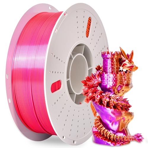 Image of PINBALL Silk PLA 3D Printer Filament 1.75mm Shiny Silk Tricolor Filament 3D Printing PLA Filament Dimensional Accuracy + /- 0.02mm 1 KG Silk Golden-Purple-Red
