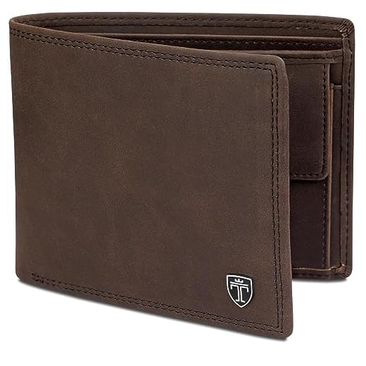 TRAVANDO Cartera Hombre Madrid con Bloqueador RFID, Billetera Negra, Tarjetero, Monedero Varón, Portamonedas, Regalo, Wallet, Vertical, Bolsillo Monedas Botón a presión Tarjetera, Ranuras