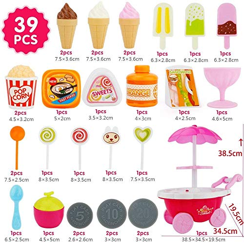 Image of LONGMIRE Plastic 42 Pcs Big Size Kitchen Playset | Musical & Light Kitchen Set Toy for Kids with Sound and Accessories Set for 4 Year Old (Ice Cream -25)