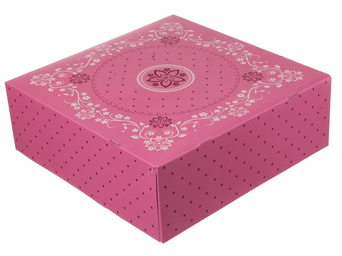Pro DP 50 Tortenkartons Kuchenschachteln Cakebox einteilig, Pappe eckig 34x34x11cm pink
