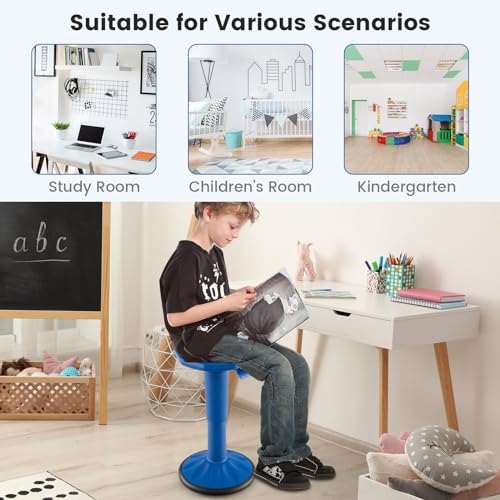 Image of GLACER Wobble Stool, Height Adjustable 16.5-24 inch Flexible Seating (Navy) | Wobble Chair with 360 Rocking, Non-Slip Base, Convenient Handle, No Assembly, Active Seating for Classroom, Home, Office