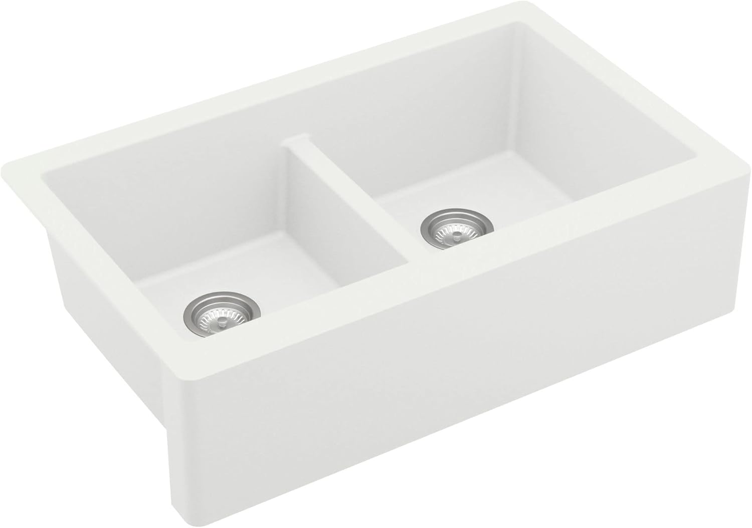 Karran QA-750 34" Undermount Double Equal Bowl Quartz Farmhouse Kitchen Sink Kit in Black