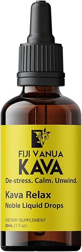 Fiji Vanua Kava Relax, suplemento puro de kava kava con propiedades calmantes, infundido con amapola de California, lúpulo, cráneo y pasiflor, gotas