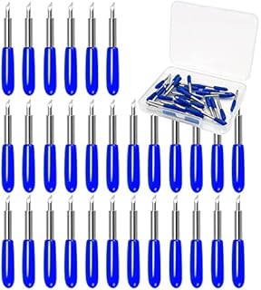 Gebildet 30 pcs Blade Vinyl Cutter Plotter Cutting Blades for Roland & Most Domestic and Imported Plotter with Blade Holder Base, 3 Types of Blade, 10pcs 30°Blue/10pcs 45°Red/10pcs 60°Yellow