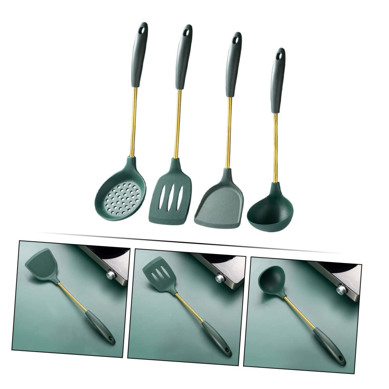 LIFKOME Utensilios De Cocina Espátula y Cuchara Resistentes Al Calor Antiadherentes