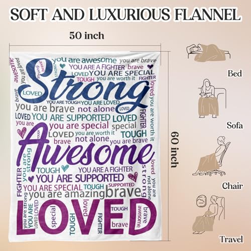 Super Soft Hug Blanket, Inspirational Gifts & Cancer Care Gifts for Women, Get Well Soon Blanket for Women After Surgery, Thinking of You Gifts for Friend Sister Coworker 50"x60" by Hakumata - Used condition - Image 7