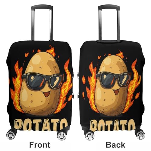 Cool Potato with Flames Luggage Covers Washable Travel Suitcase Cover Elastic Baggage Protector3