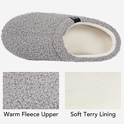 Rockdove Women's Teddy Fleece Closed Back Indoor Slipper, Size 7-8 Us Women, Light Gray #TOP5