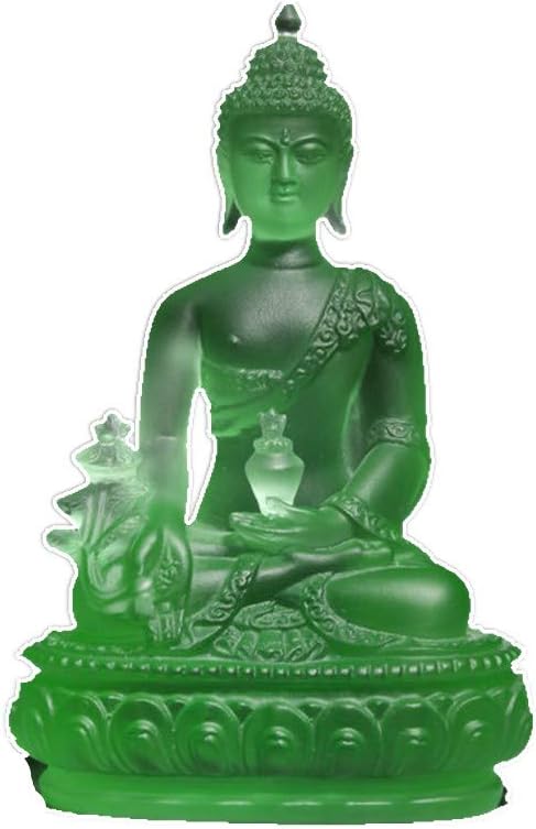 High - Grade Glass Buddha Statue Sculpture Diagram Gift Craft Buddha Statue Decoration Craft Home Office Decoration (Green)