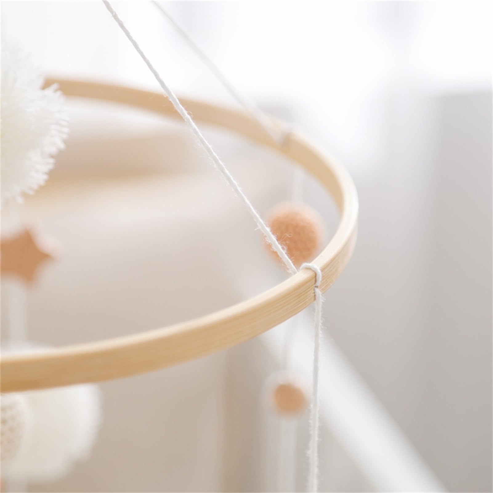 Herfair Mobiles Baby, Regenbogen Babybett Hölz Windspiele mit Bäll, Baby Mobile, Anhänger Babyzimmer Deko, Neugeborene Geschenk für Jungen Mädchen (Orange)