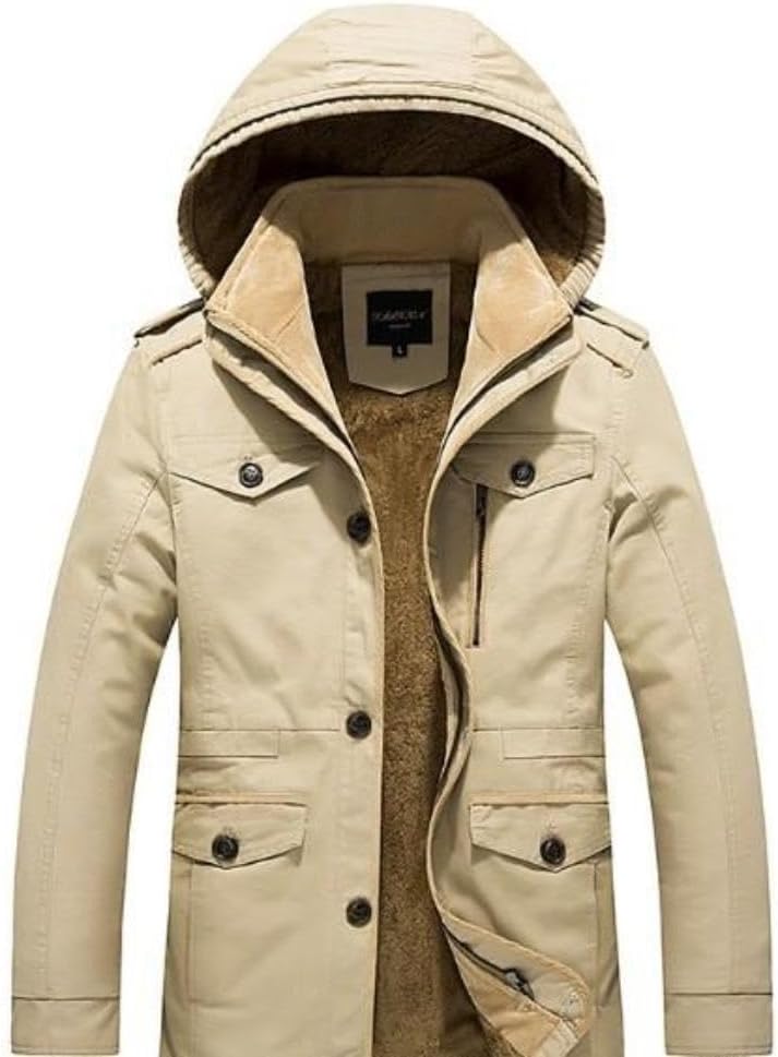 Men Hooded Military Style Coat