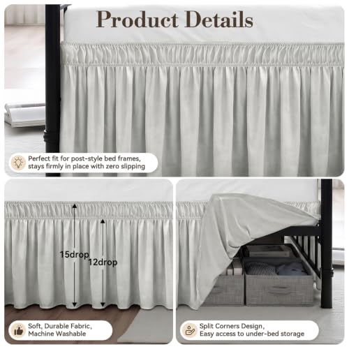RIMELA Bed Skirt with Split Corners, Queen, 15 Inch Drop, Light Grey by RIMELA - Used condition - Image 4