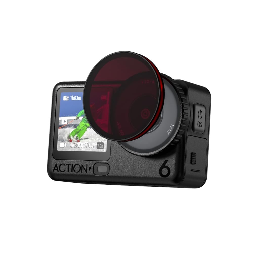 Pasuje do DJI OSMO ACTION 6 zestawów filtrów ND i CPL, filtrów do kamer sportowych UV/CPL/ND16/ND32/ND64/dyfuzji 1/4 do DJI OSMO ACTION 6 (UV+CPL+ND16)