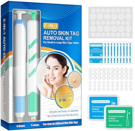 Warzen Entfernungs-Set, Auto Tool Kit Skin Tag Remover, Schmerzfrei Automatisches Stiftset Hautmarken Entferner, 2-in-1 Hautmarken-Entferner, hautanhängsel entfernen (1–9 mm)