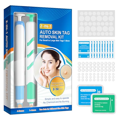 Kit de Suppression des Acrochordons, Élimination Sûre et Efficace des Verrues et Grains de Beauté avec 60 Bandelets pour Petits à Gros Acrochordons (1-9mm), Adapté au Visage et au Corps
