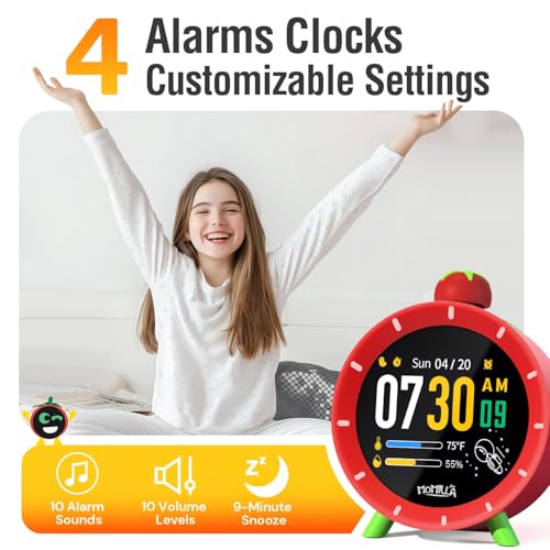 Image of MOMILLA Kids Alarm Clock for Bedrooms, Visual Timer with 2.8 inch LCD Display 4 Alarms, Digital Clock with White Noice Sound Machine for Heavy Sleepers Kids, Christmas Birthday Gifts for Girls Boys