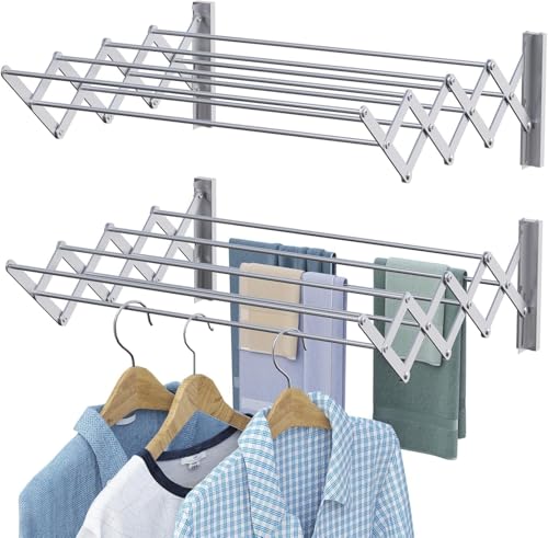 Image of 8 Pipe x 2 Feet Heavy Duty Stainless Steel Foldable Wall Mounted Balcony Clothes Drying Stand for Towel Rack Clothes Stand for Drying