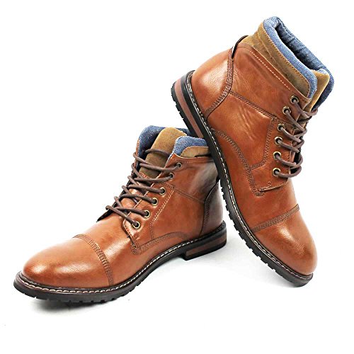 AZAR MAN Mens Ankle Boot Cap Toe Derby Modern Lace Up Round Toe3