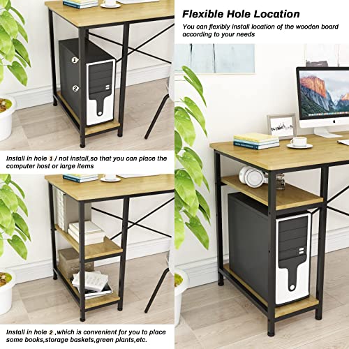 Engriy Writing Computer Desk 47", Home Office Study Desk With 2 Hooks And Storage Shelves On Left Or Right Side, Industrial Simple Workstation Wood Table Metal Frame For Pc Laptop, Natural #TOP3