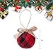 Deloky 16 Pcs Buffalo Plaid Fabric Ball- 2 Inch Christmas Fabric Wrapped Burlap Balls- Rustic Ball Ornaments with Bow for Christmas Tree Party Decoration Supplies
