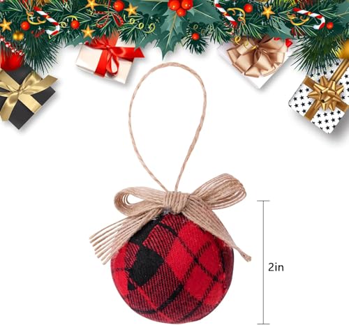 Deloky16pcsbuffaloplaidfabricball2inchchristmasfabricwrappedburlapballsrusticballornamentswithbowforchristmastreepartydecorationsupplies Urban Country Home Decor Deloky 16 pcs buffalo plaid fabric ball 2 inch christmas fabric wrapped burlap balls rustic ball ornaments with bow for christmas tree party decoration supplies urban country home decor