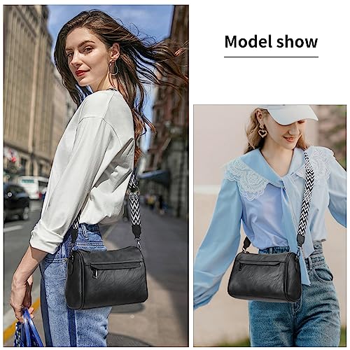 Image of KL928 Crossbody Purses for Women Shoulder Bags with 2 Straps,Black