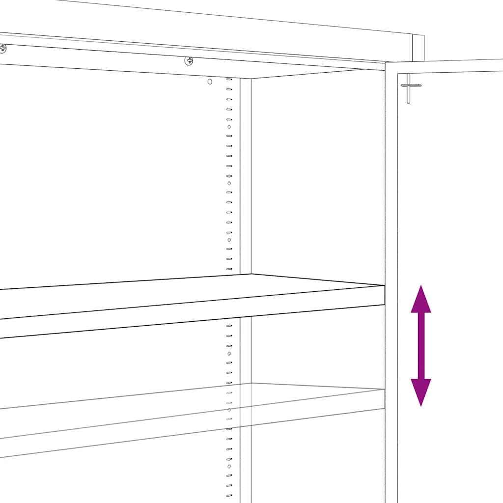 Armadietto da ufficio in acciaio, 90 x 40 x 200 cm, con 4 ripiani, chiudibile, spazio sicuro per ufficio, casa, studio, documenti, cartelle, cartelle sospese, metallo grigio chiaro