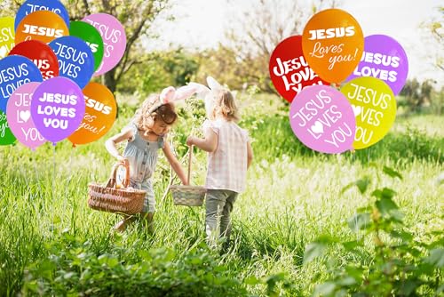 63 Pieces Jesus Loves You Party Latex Balloons - Christian Religious Themed Birthday Party Decorations Supplies Easter Decor Balloon by OriniPlay - Used condition - Image 4