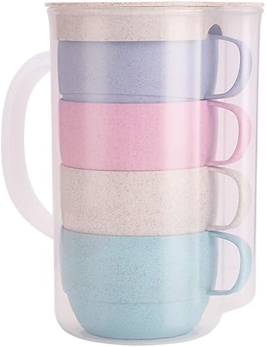 Taza de café sellada con paja de trigo, taza de plástico portátil creativa, taza de café de alto valor que acompaña a la comida 13.5 fl oz15 oz