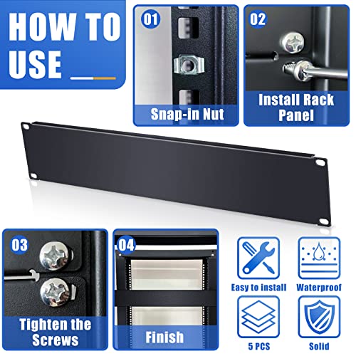 Image of Leinuosen Blank Rack Mount Panel Spacer Metal Blank Panel Black Server Rack Accessories Mount Filler for 19 Inch Server Network Enclosure Cabinet Cable(2 U,10 Pcs)