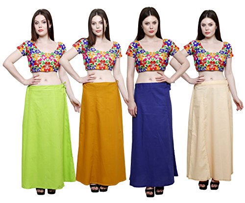 Image of Pistaa's combo of Women's Cotton Best Plain Solid Indian Readymade Inskirt Saree petticoats