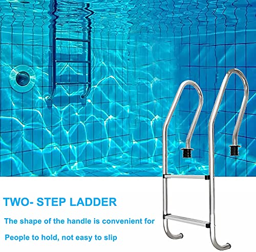 Escalera para piscina de 2 peldaños con barandales de acero inoxidable miniatura 4