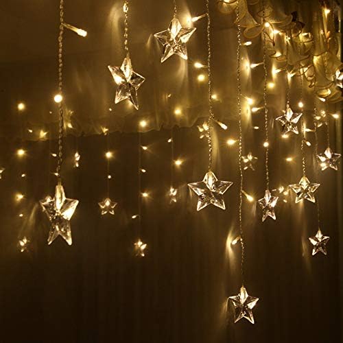 LED Curtain Lights USB Starry Fairy Lights 1.5m * 0.5m 8 Modes Remote Control Stars String Lights for Wedding Bedroom Party Window Home Decoration