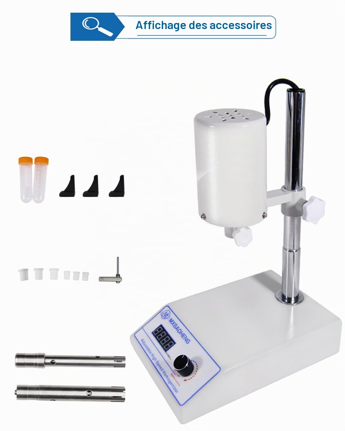 MXBAOHENG Homogénéisateur Machine émulsifiante de Laboratoire 5-1000ML FSH-2A Disperseur de Laboratoire Émulsifiant avec tête de Travail 1212G et 1218G (220V)